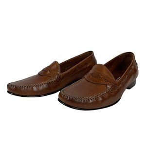 Bragano Leather Loafer Men’s Brown Slip On Dress Shoes Size 10M